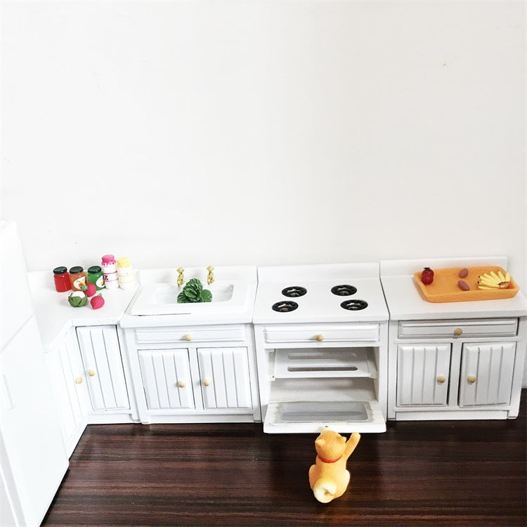 Mini Kitchen Doll House Decoration Corner Kitchen Cabinet